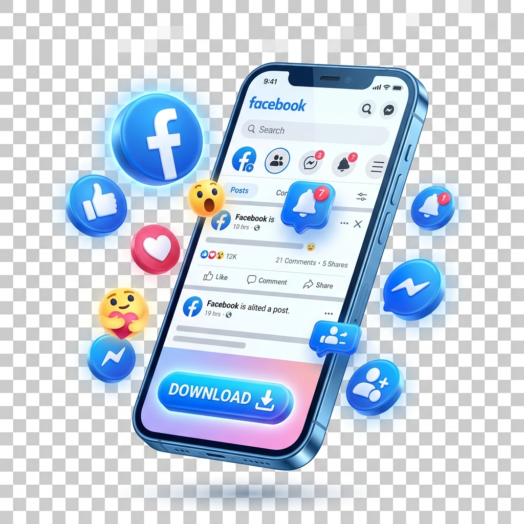 Facebook Mobile Download Illustration