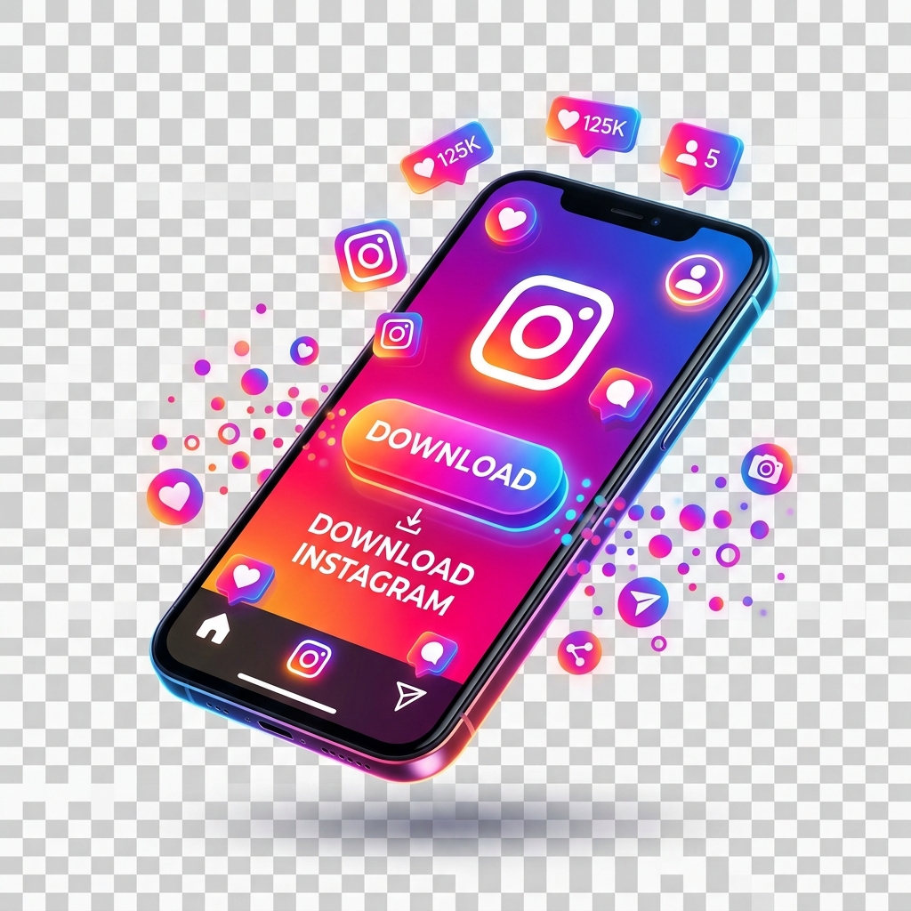Instagram Mobile Download Illustration
